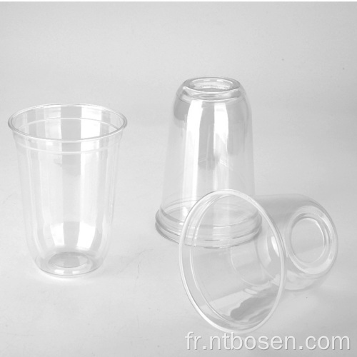 Tasses en plastique transparentes jetables à consommation froide recyclable avec couvercle